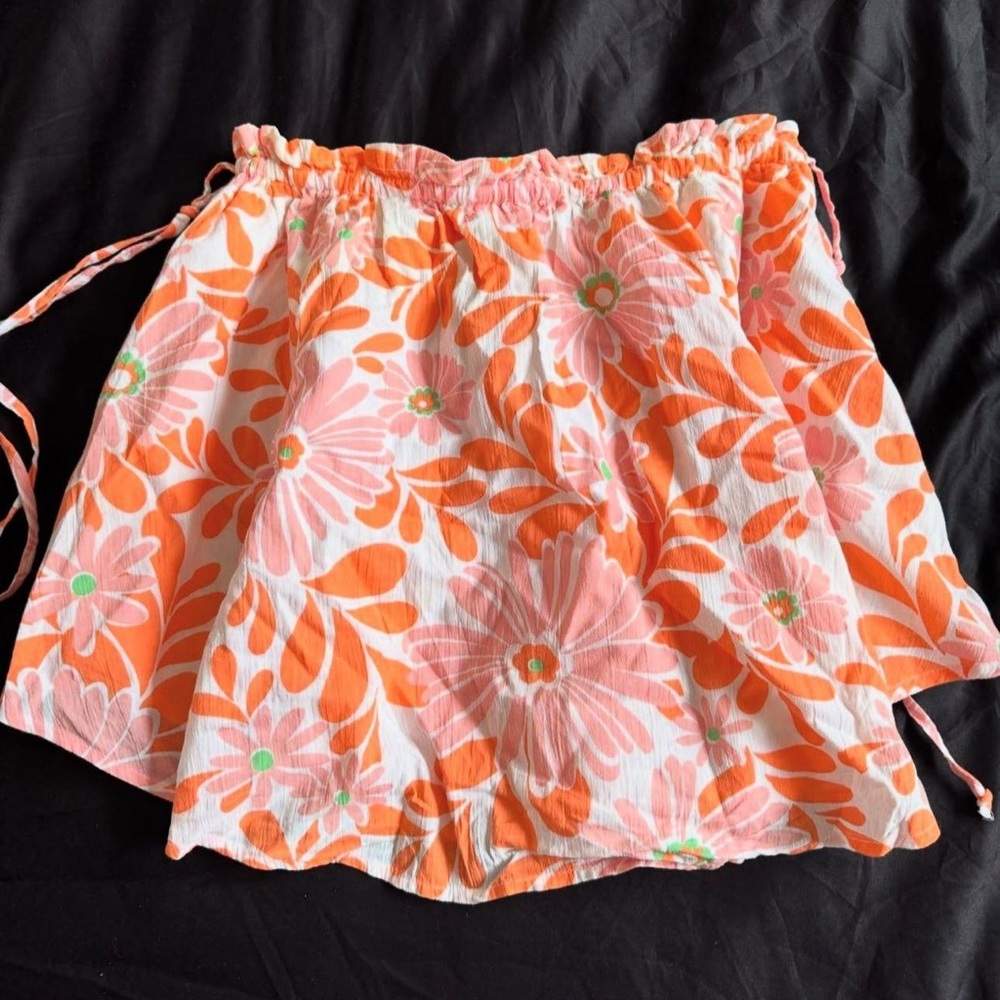 Aerie Floral Mini Skirt - Orange and Pink